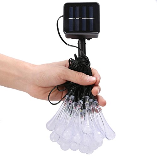 Christmas String Lights,20Ft 30LED String Fairy Light Solar Powered Water Drop Shaped, Waterproof for Outdoor & Indoor, Home, Patio, Lawn, Garden, Party, and Holiday Decorations