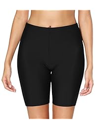 Attraco   Tablero largo de mujer pantalones cortos cintura alta parte inferior de Bikini sólido Jammer