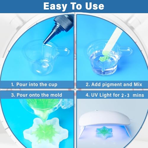 300g UV Resin, Upgraded UV Resin Kit with Fast Curing Crystal Clear Hard High Gloss Transparent Solar Cure Sunlight Activated Resin- Odourless for Jewelry Making DIY Craft Casting Coating
