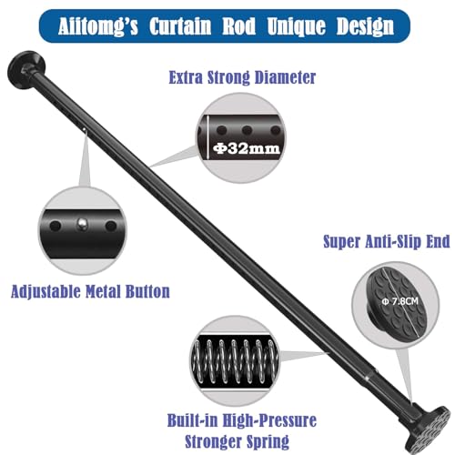 Extra Length Telescopic Curtain Rod, 3M Telescopic Curtain Rod, Telescopic Tension Rod for Bathroom, Bedroom (190-360cm, Diameter 32mm)