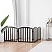 Giantex 24'' Dog Gate with Arched Top for Doorway and Stairs, Configurable Free Standing Wooden Gate with Foldable Panels and Sturdy Metal Hinges, Pet Dog Safety Fence (96'' W, Brown)