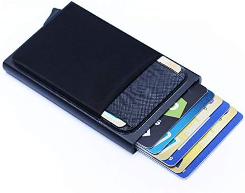 Aluminum Wallet With Back Pocket Id Card Holder Mini Slim Metal Wallet Automatic Pop Up Credit Card Coin Purse