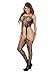 ZIUMUDY Womens Stretch Fishnet Bodystocking Open Crotch Bodysuit Tights Underwear (Black)