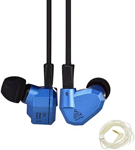 KZ ZS5 HiFi Extra Bass Earbuds In-ear Earphone for Sports Running Detachable Cable headphone (Without Mic, Blue)