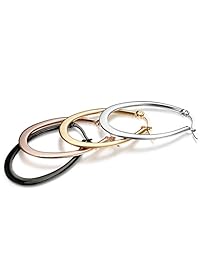 Jstyle Juego de 3-4 pares de aros de acero inoxidable de 35 a 60 mm para mujer