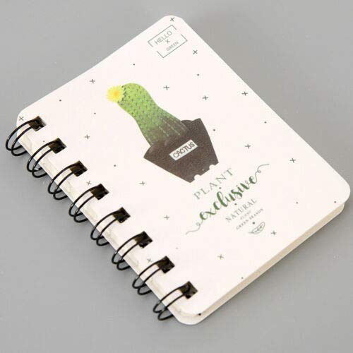 SUPERTOOL Mini Spiral Notebook Cartoon Diary Notepad Cute A7 Cactus 160 Pages(1Pcs)