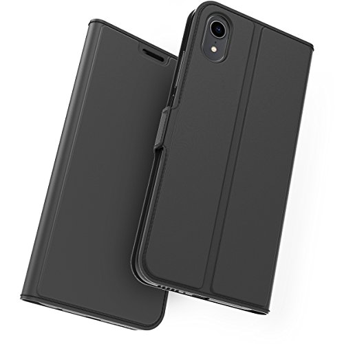 Scheam iPhone Xr Card Holder Case, iPhone Xr Wallet Case Slim, iPhone Xr Folio Leather case Cover Shockproof Case with Credit Card Slot, Durable Protective Case Compatible with iPhone Xr (Black)