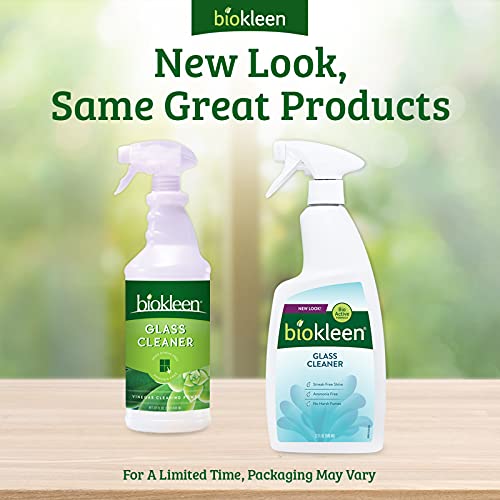 BIOKLEEN GLASS CLEANER SPRAY CONCENTRATE MULTIPURPOSE, DRIES STREAK-FREE, ECO-FRIENDLY, PLANT-BASED – PACKAGING MAY VARY – 32 OUNCES
