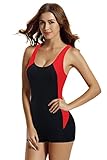 zeraca Women's Boyleg Racerback Athletic One Piece Swimsuits Swimwear