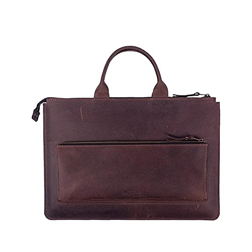 INCARNE - Leather Laptop Bag with Handle and Zipper