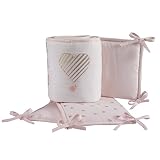 Lambs & Ivy Baby Love 4-Piece Crib Bumper Pads- Pink/Gold/White with Hearts