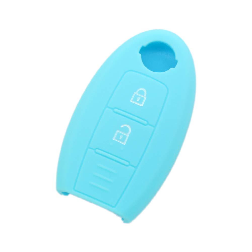 BROVACS Silicone Cover Protector Case Holder Skin Jacket Compatible with NISSAN 2 Button Smart Remote Key Fob CV9506 Light Blue