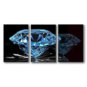 3 Piece Canvas Wall Art for Living Room Bedroom Home Artwork Shiny Diamond Gemstone Paintings Ready to Hang - 16"x24" x 3 Panels