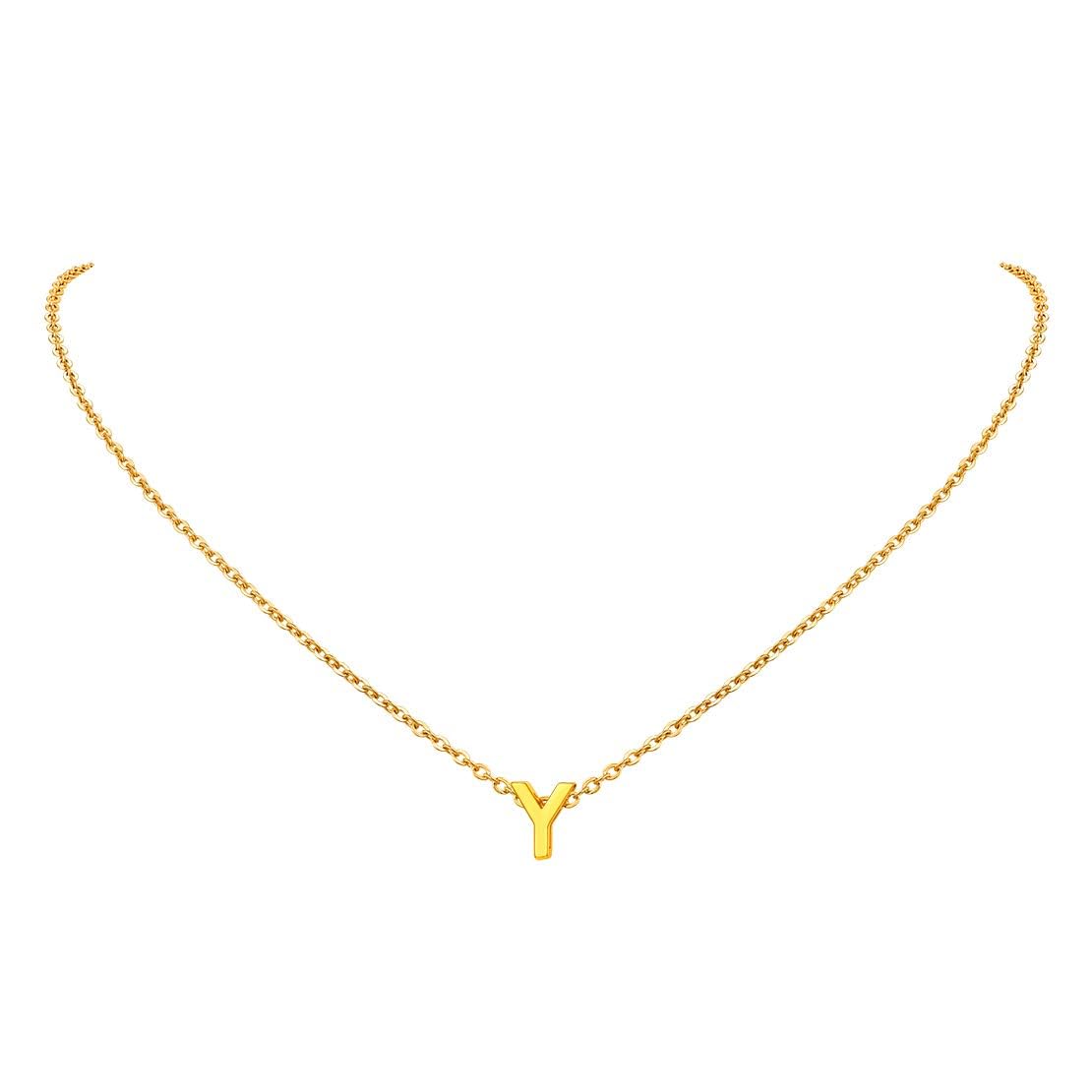 FindChic Initial Necklace for Women Letter Y Pendant Alphabet Gold Letter Choker Necklaces with Stainless Steel Chain 16+2 Inch Extender Chains Women Jewellery Gift