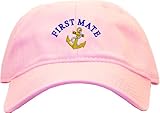 First Mate with Ships Anchor Embroidered Low Profile Ball Cap - Pink