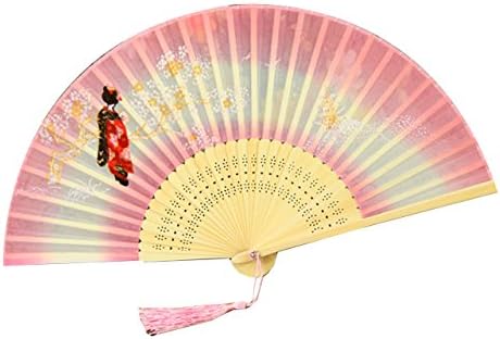 Marshel Japanese Folding fan Sensu Folding Bamboo Hand Fan For Women AX-JP-SE-003 apprentice geisha Pink