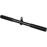 Vishusju Pulldown Straight Bar Rotating Steel with Rubber Grips LAT Pull Down Handle for Pulley Cable Machine Triceps Training Rowing Machine Attachment for Home Gym Strength Exercise