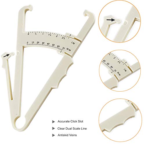 Personal Bodyfat Testing with Skinfold Calipers Body Fat Caliper to Measure Your Body Fat (White) - Thumbnail 2