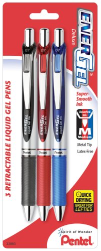 Pentel energel deluxe rtx gel ink pens, 0.7 millimeter metal tip,…