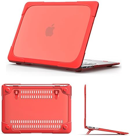 Macbook Air 13" Case, [Heavy Duty] Slim ShockProof [Snap on] [Dual Layer] PC matting Hard Case Shell Cover with TPU Bumper Cover for Apple Macbook Air 13-inch 13" A1369/A1466 Laptop(Red)