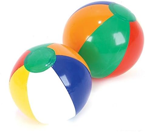 Inflatable 6" Multi-Color Rainbow Beach Balls - Luaus, Pool Parties, Decor, Party Favors, Games (Pack of 12)