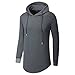 Aiyino Mens Hipster Hip Hop Classic Pullover Long Hoodie Sweatshirts Jacket 2XL Dark grey
