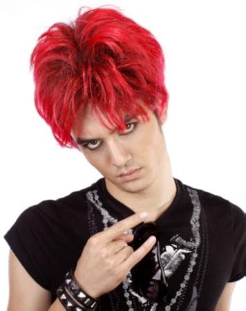 Punker Perucke Rot Fasching Karneval Emo Gothic Party