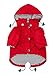 Ellie Dog Wear Zip Up Dog Raincoats with Reflective Buttons, Pockets, Rain/Water Resistant, Adjustable Drawstring, & Removable Hood - XXS to XXL - Stylish Premium Dog Raincoats (Red, Large)