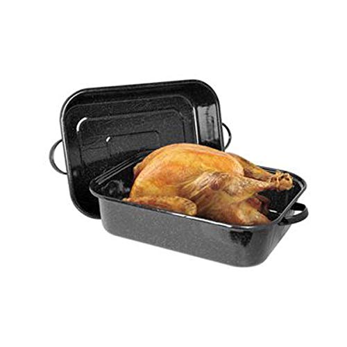 GraniteWare 21 Inch Rectangular Covered Roaster and Roasting Tool Set, Includes Baster, Basting Brush, Instant Read Thermometer, and Spiral Lacers