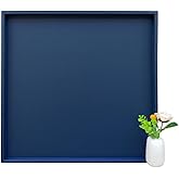 Galopgen 30 * 30 Inch Rectangular Ottoman Tray | Textured PU Leather, Waterproof & Heat-Resistant Storage for Coffee/Dining Tables, Sofa, Bed, Entertainment & Party (Navy Blue, 30 * 30in)