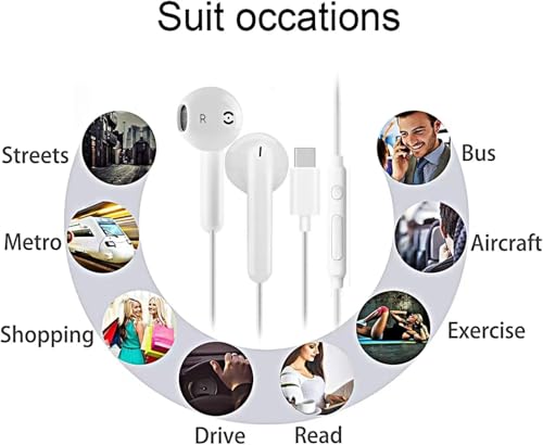 2 Pack USB C Headphones,Type C Headphones Wired In Ear Earbuds With Mic & Volume Control for iPhone 17/16/15,iPad,Samsung Galaxy S25/S24/S23/S22/S21,Pixel 7/6,Huawei Google