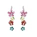 Glamorousky Pink and Blue Flower Earrings with Pink and Silver Austrian Element Crystals