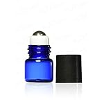 True Essence 1 ml, (1/4 Dram) Cobalt Blue Glass Micro Mini Roll-on Glass Bottles with Metal Roller Balls - Refillable Aromatherapy Essential Oil Roll On (12)