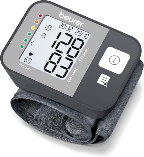 BC 27 Misuratore di pressione da polso con rilevamento aritmia, indicatore di rischio colorato, polso 14-19,5 cm, dispositivo medico, trasferimento dati a Apple Health