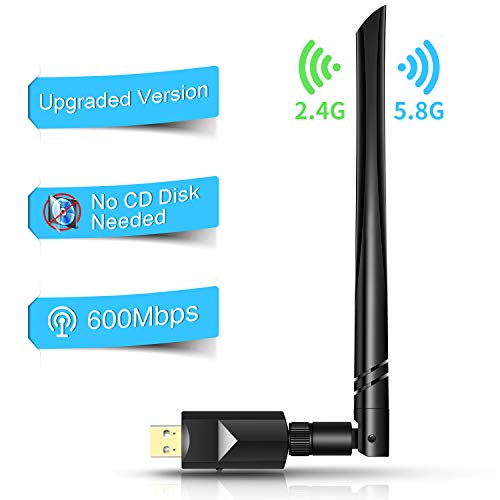 [NEWEST 2019] USB Wifi Adapter, Agedate Plug and Play (No CD Disk Needed) Wifi Adapter for Desktop/PC, 5dBi Antenna, Dual Band 600Mbps, Support Win XP/VISTA/Win7/8/8.1/10/ Mac OS(10.6~10.13)