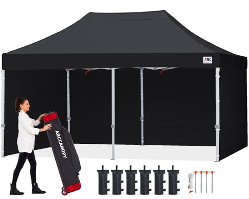 ABCCANOPY Faltpavillon 3x6 Wasserdicht mit Seitenteilen UV+,Schwarz