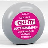 GUM ButlerWeave Dental Floss, Waxed Tutti Frutti travel tub sku# 1415A - 4Yds/3.6M - Pack of 12
