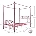 DUMEE Full Size Metal Canopy Bed Frame Platform Sweet Pink Style Mattress Foundation with Headboard and Footboard Girl Princess Beds Box Spring Replacement (Pink, Full-Deluxe)