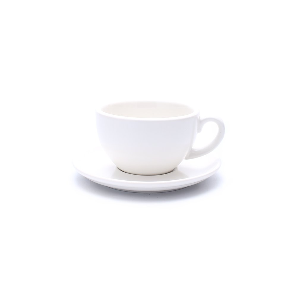 Coffeezone Double Espresso Coffee Cup and Saucer, Small Cappuccino and Speciality Coffee, New Bone China for Coffee Shop and Barista (Matte White, 5 oz)
