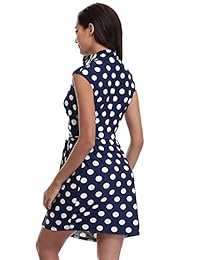 Miss Moly - Vestido de verano para mujer, con cuello en V, sin mangas, por encima de la rodilla, con lunares