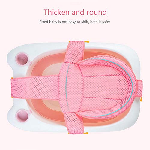 Baby Bathtub Seat for Sit-up Bathing,Newborn Bath Cushion Seat Support Net Bathing Mat,Anti-Slip Soft Comfort Mesh Shower Lounger Basin Pad W/Sling & Pillow (Cross Pink)
