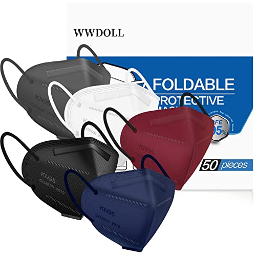 WWDOLL KN95 Face Mask 50 PCs, Multiple Colour 5 Layers KN95 Masks