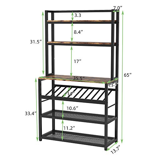 TIYASE 6Tier Kitchen Baker’s Rack with Storage and Wine Rack