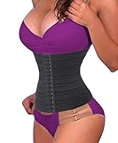 Waist Trainer Corset for Weight Loss Sport Workout Shaper Tummy 4 Steel Boned (S, Black-4 Steel Boned)