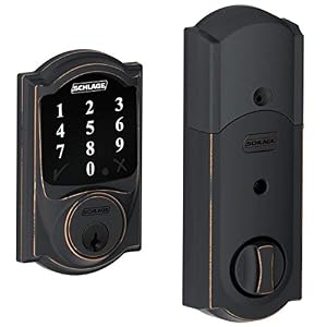 Image of (New Model) Schlage Connect Camelot Touchscreen Deadbolt with Z-wave Technology and Extra Key BE468 (Aged Bronze)