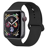 YANCH Compatible with for Apple Watch Band 38mm 40mm, Soft Silicone Sport Band Replacement Wrist Strap Compatible with for iWatch Nike+,Sport,Edition,M/L,Black