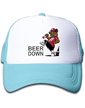 Beer Down Drink Bear Cartoon Kid's Trucker Hat Classic Baseball Cap