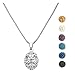 JOVIVI Aromatherapy Essential Oil Diffuser Necklace Flower Oval Locket Pendant with 6 Dyed Lava Stone Beads