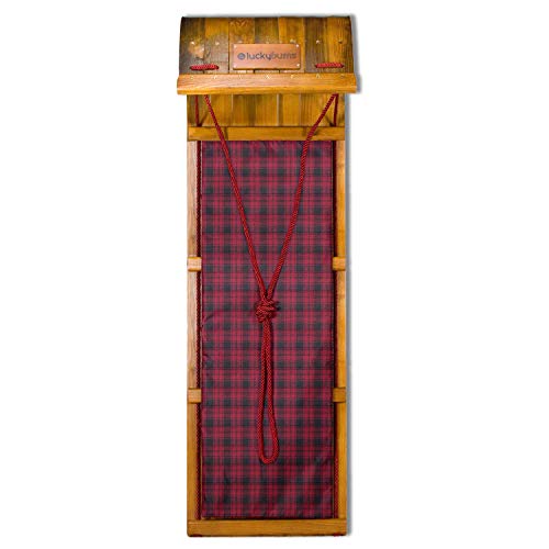 Lucky Bums Heirloom Collection Wooden Toboggan with Plaid Pad, Wood, 48- Inch - Thumbnail 4