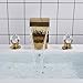 Rozin Bathroom Waterfall Spout Basin Faucet 2 Crystal Deco Knobs Tub Filler Tap Gold Polished